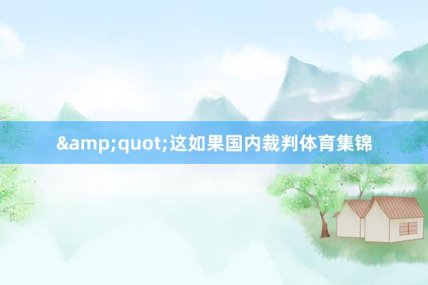 &quot;这如果国内裁判体育集锦