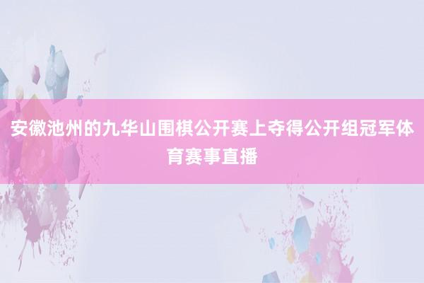安徽池州的九华山围棋公开赛上夺得公开组冠军体育赛事直播