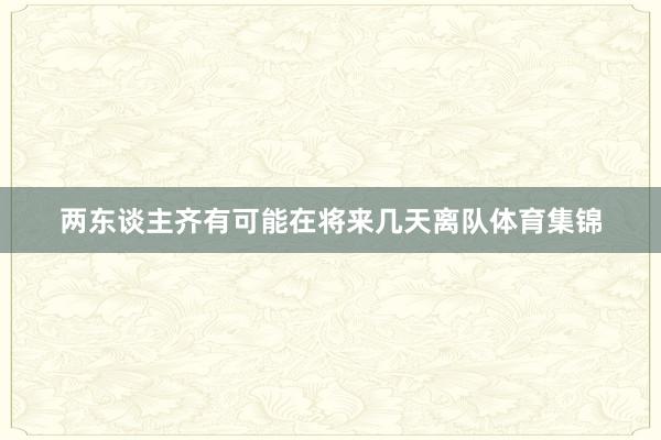 两东谈主齐有可能在将来几天离队体育集锦
