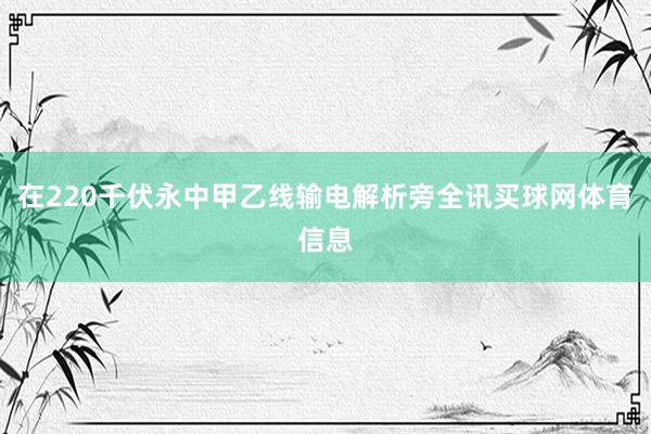 在220千伏永中甲乙线输电解析旁全讯买球网体育信息