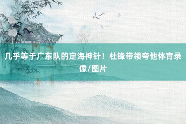 几乎等于广东队的定海神针！杜锋带领夸他体育录像/图片