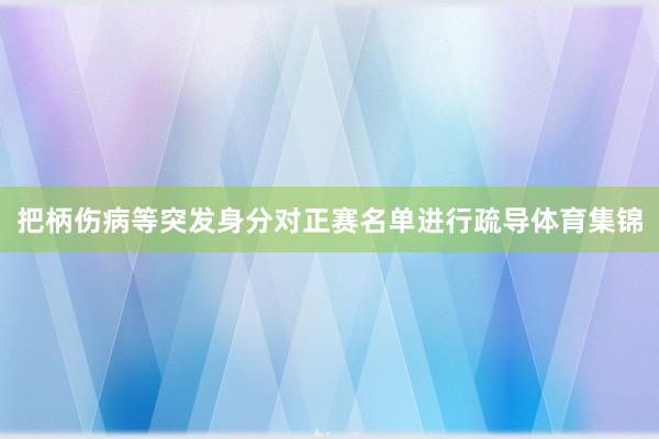 把柄伤病等突发身分对正赛名单进行疏导体育集锦